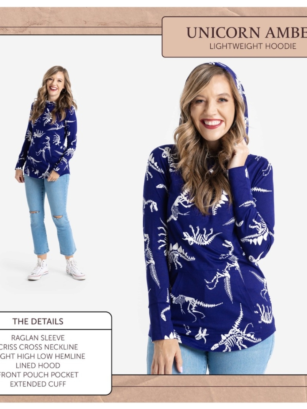 LuLaRoe Amber Purple Dino Skeleton Lightweight Hoodie